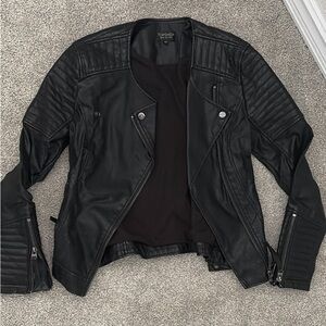 Topshop Black Leather Biker Jacket